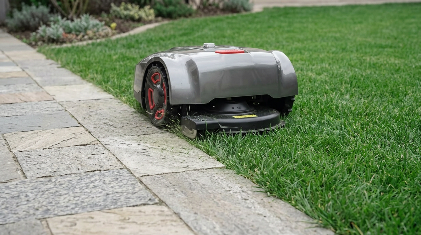 UNICUT H3 PRO robot lawn mower trimming a clean lawn edge
