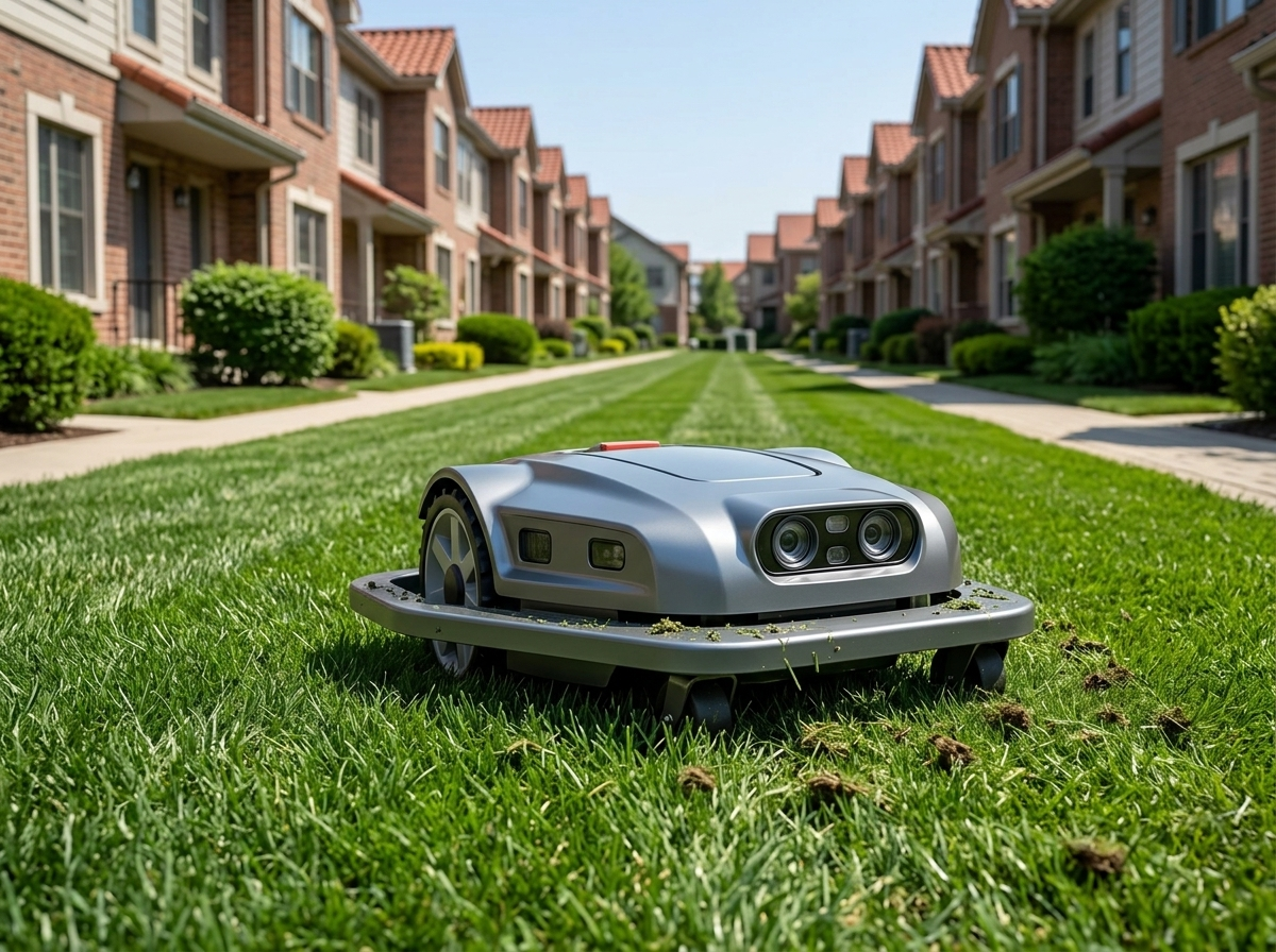H3 robot lawn mower covering an HOA common lawn strip