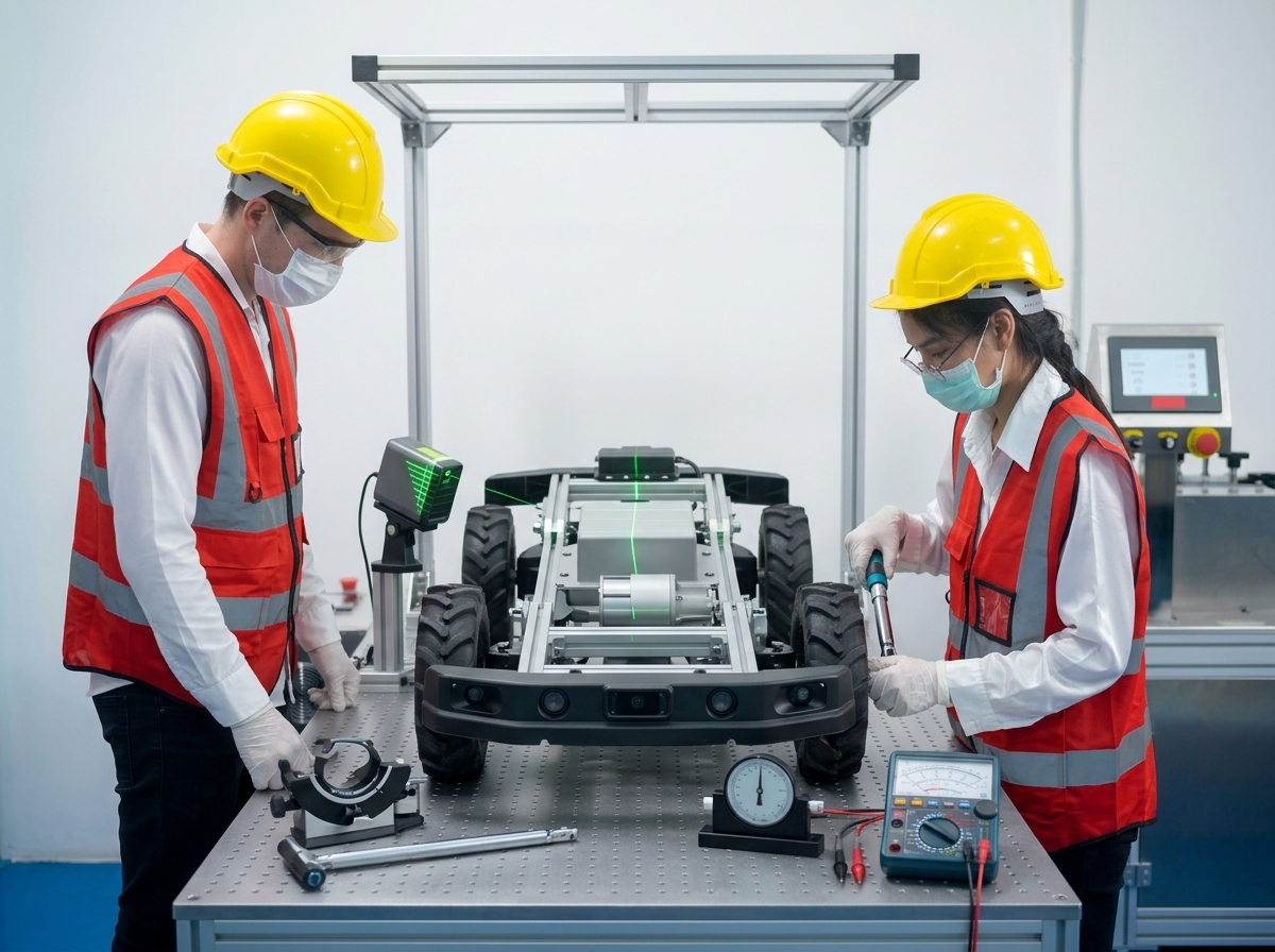 Quality control bench inside the Sunteam Group facility behind the UNICUT platform