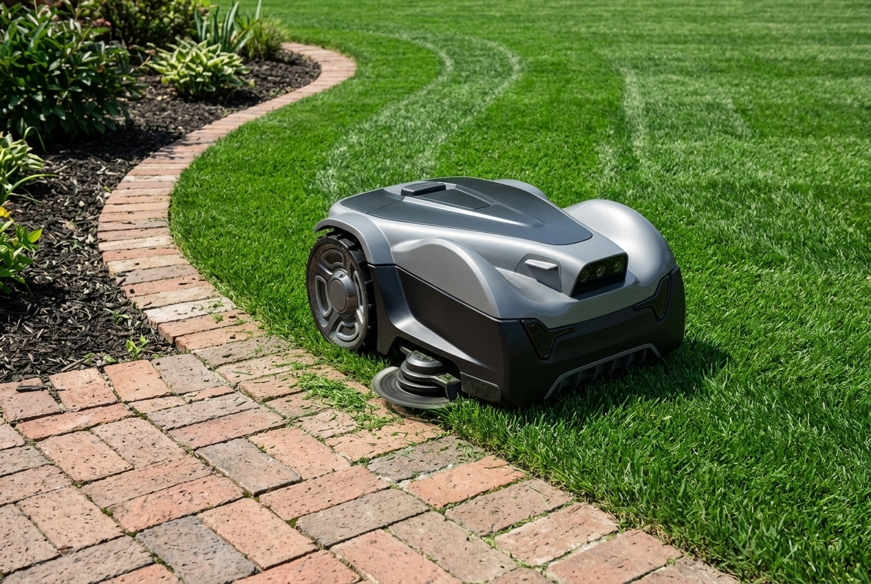 H3 PRO SmartMowBot UNICUT mid-plus robot lawn mower with edge cutter and 4G module on an estate lawn