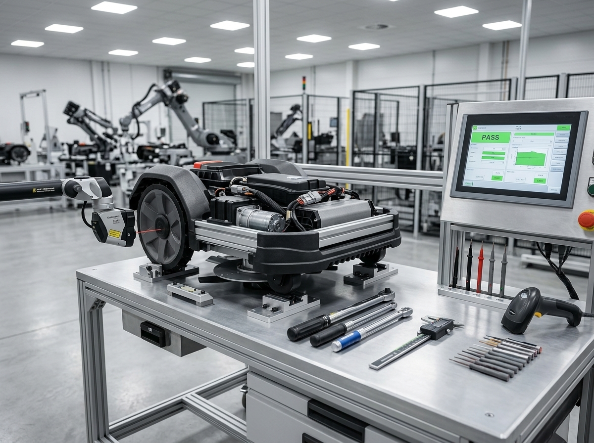 Quality control bench inside the Sunteam Group facility behind the UNICUT platform
