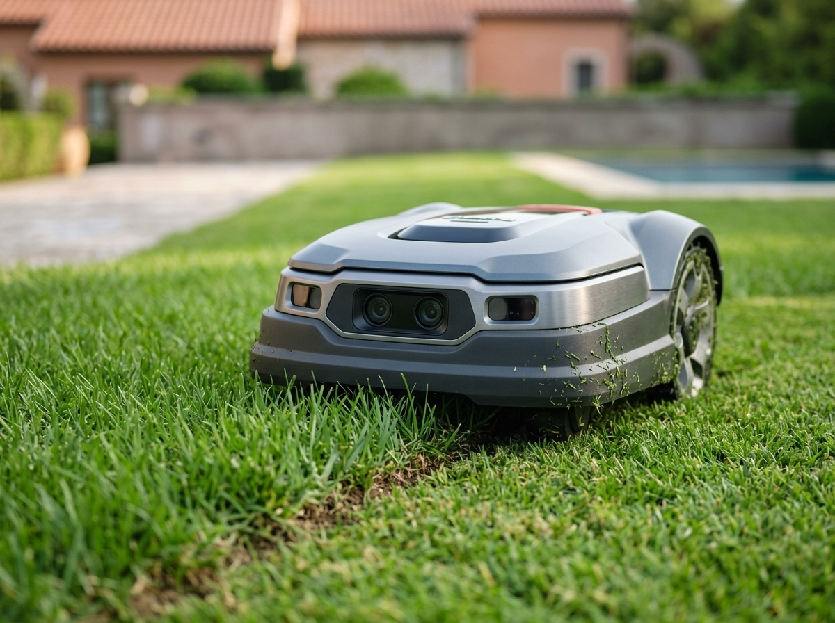 UNICUT H5 robot lawn mower on a residential lawn